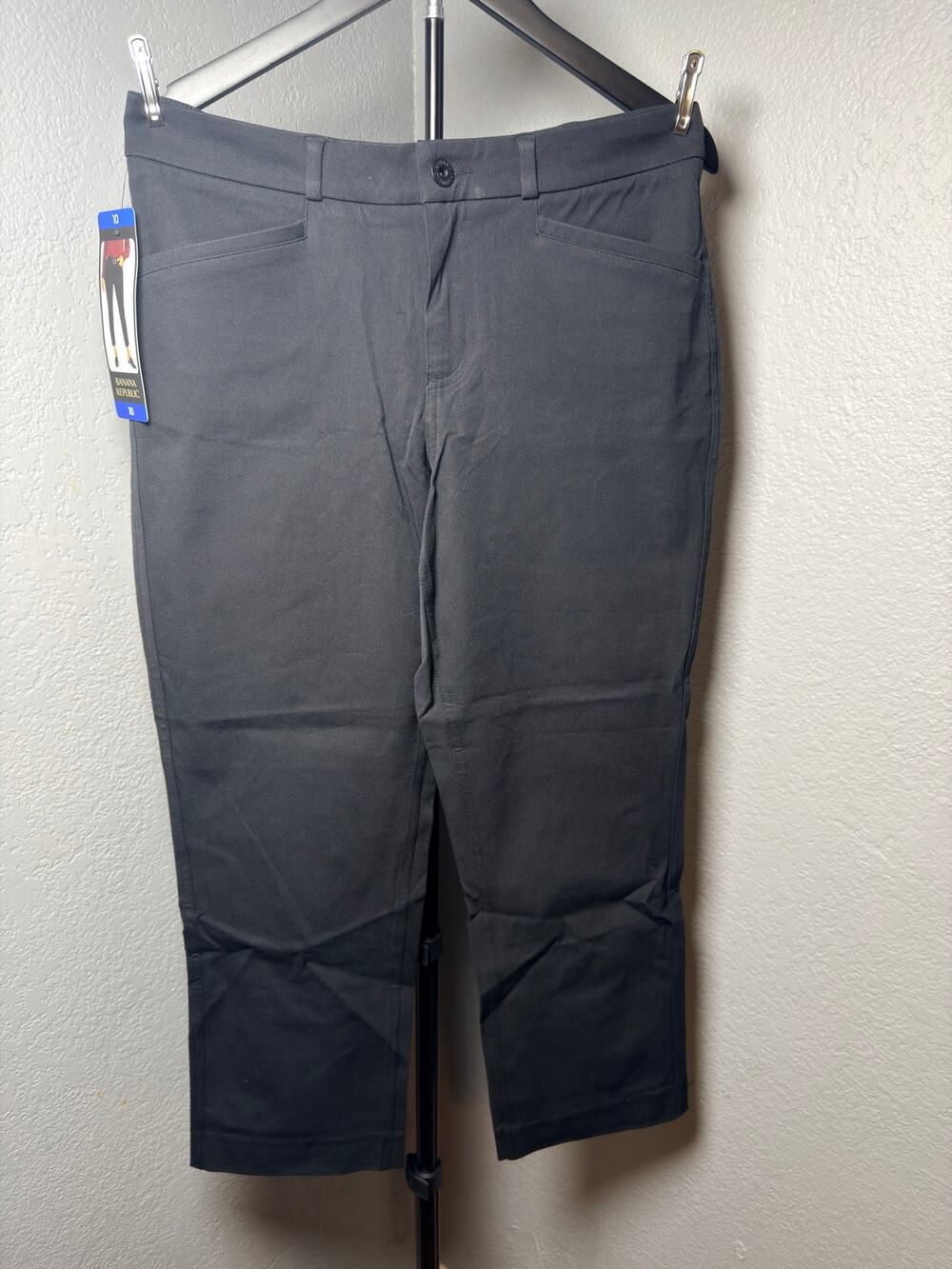 NWT Banana Republic Slim Straight Cropped Pant Size 10 True Black Career Office
